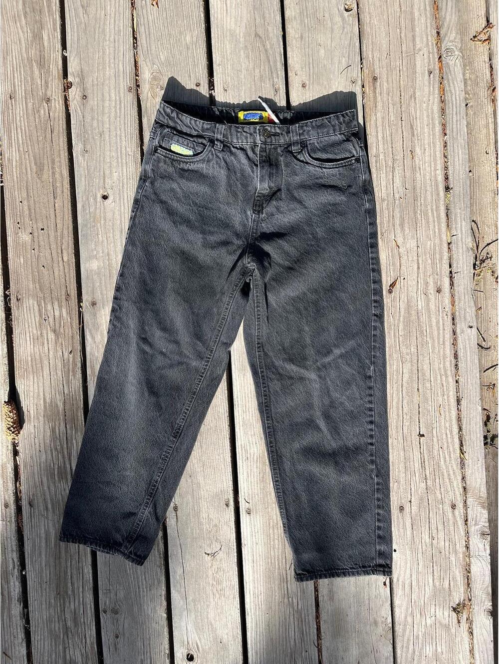 Empyre Kids Shmutz Barrel Leg Black Denim Jeans 26 M 12 Medium Grunge Skater